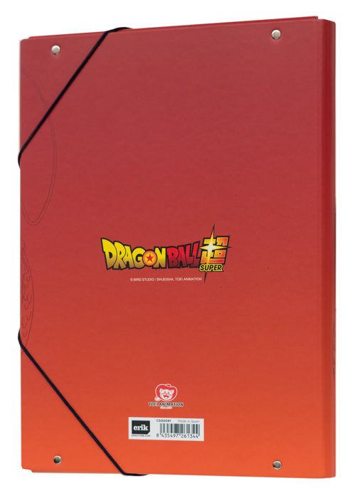 Dossier scolaire - Dragon Ball Super - 34x25,5 cm - Couverture rigide - 3 rabats flexibles - Élastique