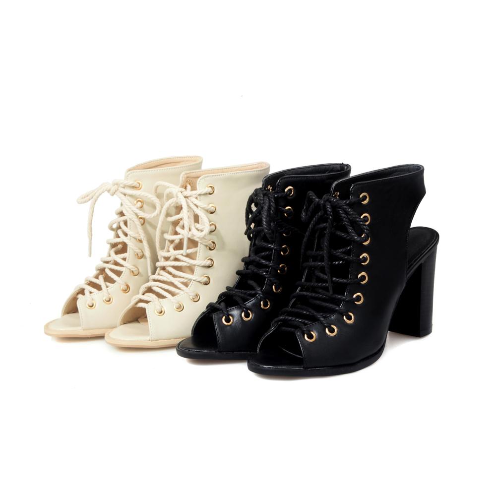 Dámské sandály na vysokém podpatku léto nové boty s tlustým podpatkem a rybí špičkou velká velikost římské sandály