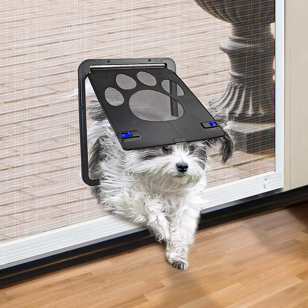 PETLESO Small Dog Door for Screen Door, Cat Door 8"×10" Magnetic Flap Self-Closing, Pet Screen Door for Sliding Door, Puppy Doggy and Cat Door Built