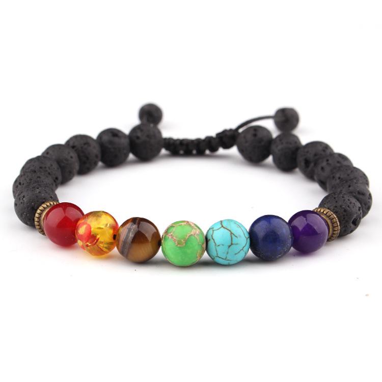 Energy Volcanic Stone Yoga Bracelet - 8mm Natural Woven Beads