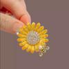 Fashion Luxury Rhinestone Bee Enamel Sunflower Brooches Women Clothing Coat Jewelry Accessries