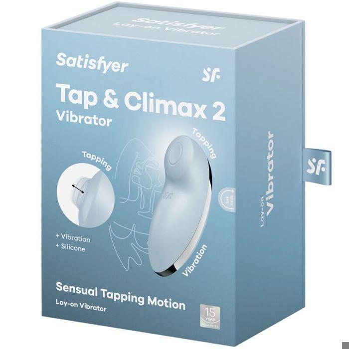 Vibrateur - SATISFYER - TAP & CLIMAX 2 - Silicone doux - 11 programmes de vibrations - Bleu