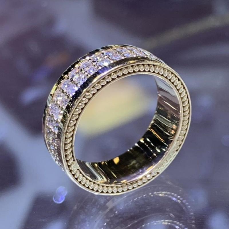 

CAOSHI Luxurious Metal Style Women/Men Wedding Engagement Rings Daily Wearable Gold Color Finger Jewelry with Cubic Zirconia 6