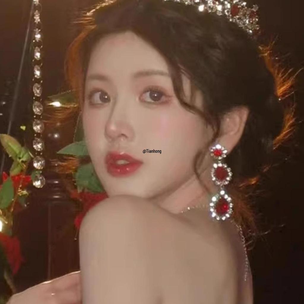 Elegant Ruby Crown Headpiece with Earrings for Brides, Birthday Princesses, and Evening Events