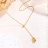 Y-shaped Dewdrop Necklace Titanium Steel Collarbone Chain Water Drop Tassel Necklace  Jewelry Gifts