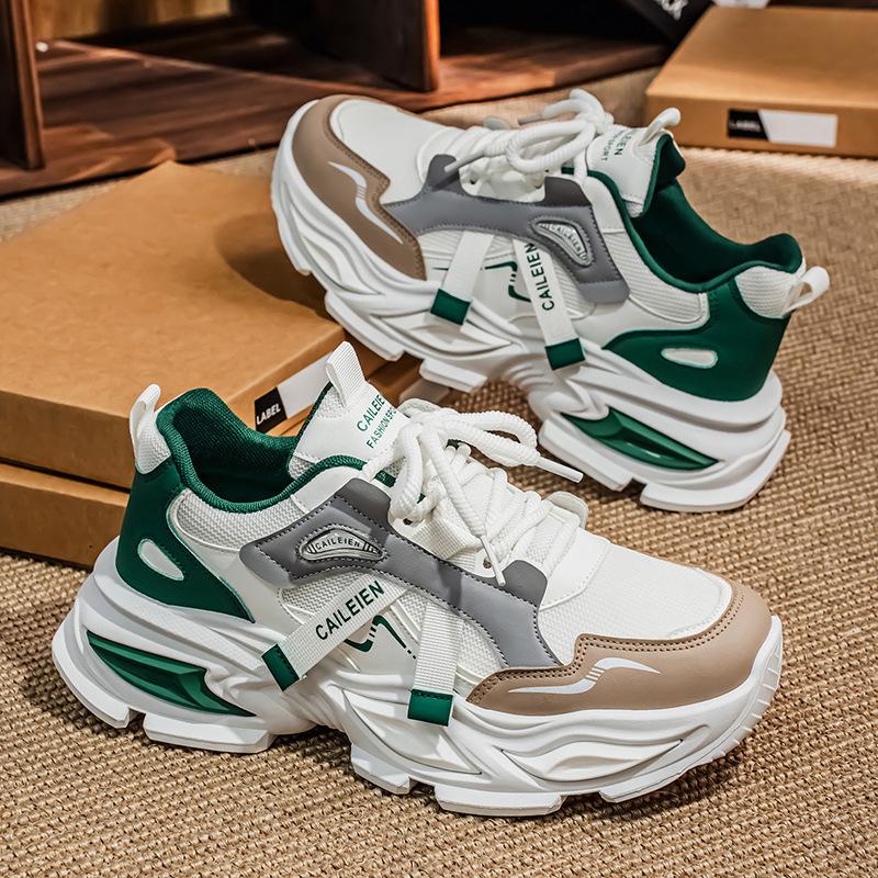 Autumn New Breathable Mesh Sports Shoes Thick-soled Heightening Casual Dad Shoes
