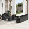 VidaXL Set De 10 Pièces De Salon De Jardin Avec Coussins Noir Poly Rattan Acacia 3362489