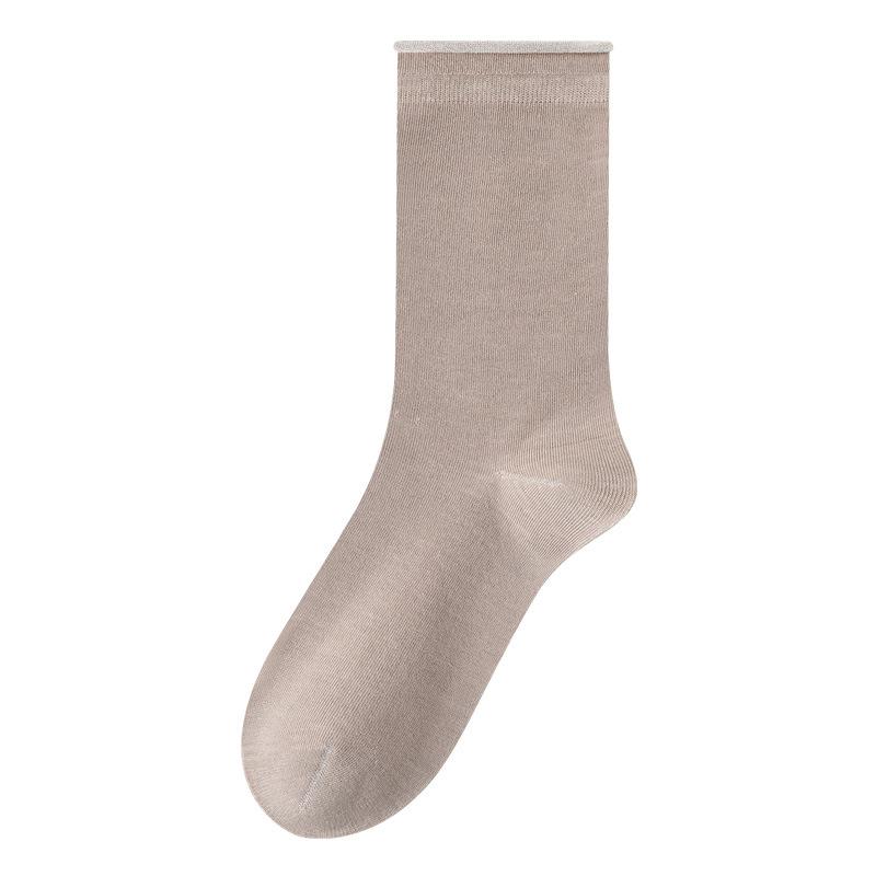 Mulberry Silk Stockings for Children, Summer, Thin, Cool, Boneless, Rolled-up, Pile Socks, White Mid-calf Socks for Postpartum Women