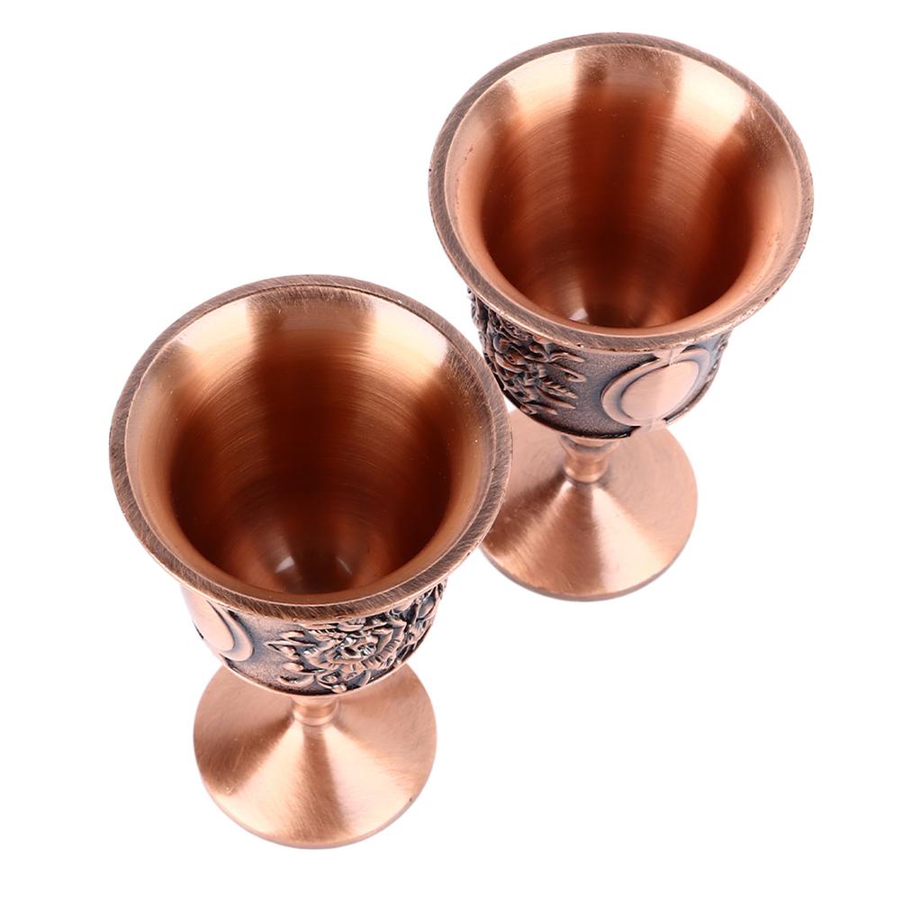 Pahar de vin metalic vintage, decorativ în relief, cupe metalice retro pentru barul de acasă, 2 buc, auriu roz