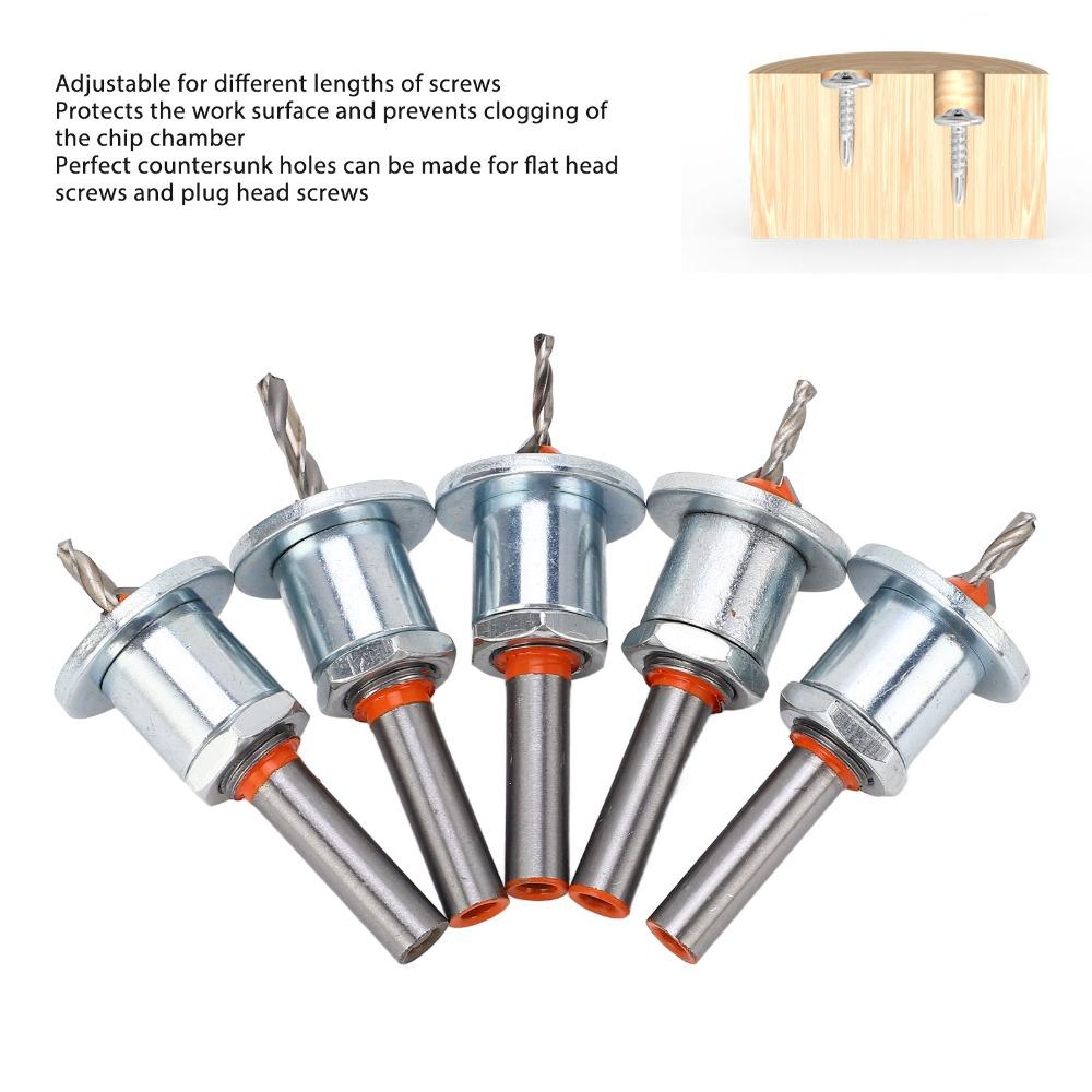 5pcs 90-Degree Angle Tapered Countersink Bit Carbide Tipped Counterbore Drill Bit  Hole Drilling