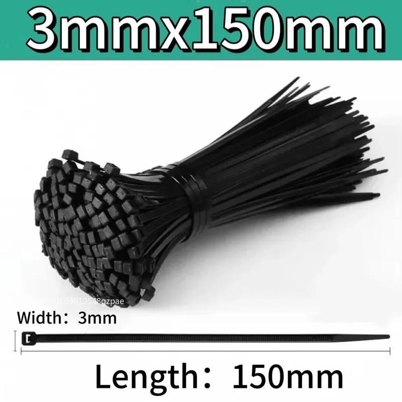 100-1000pcs Self-locking Plastic Nylon Tie Black Cable Tie Fastening Ringcable Tie Zip Wraps Strap Nylon Cable Ties Set