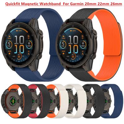 20mm 22mm 26mm Silikonový magnetický pásek pro Garmin fenix 8 43 47 51mm 7X 7 7S 5X 5S 6 6X 6S Plus 3HR Rychloupínací náramek Řemínek na zápěstí