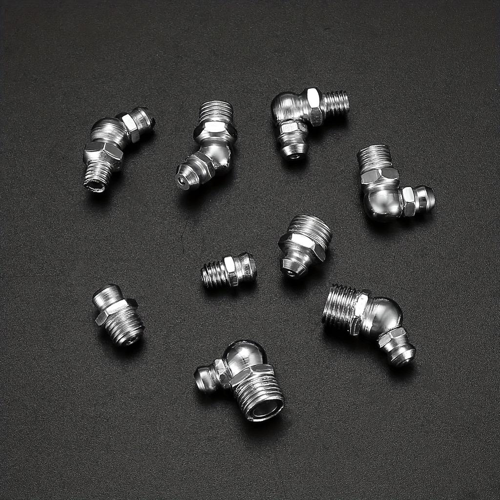 60 Pcs/set Metric Grease Fitting Kits,Including Straight and Angled Grease Fittings,for Lubricating Mechanical Components with Angled Grease Guns