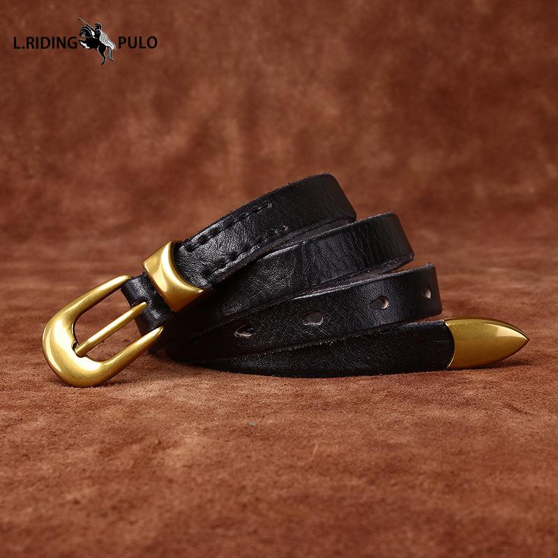 Genuine Leather Belt for Women with Pin Buckle Korean Style Trendy All-match Personality Retro Pure Cowhide Pants Belt Waist Belt