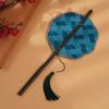 Retro Ancient Style Chinese Bamboo Waist Fan Rollable Foldable Long Handle Fan Decorative Cooling Group Fan Hanfu