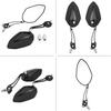 Pair of Motorcycle Mirrors, Black Aluminum Adjustable Stalk, Universal Mount for 8mm or 10mm Handlebar, for Scooters and Bikes