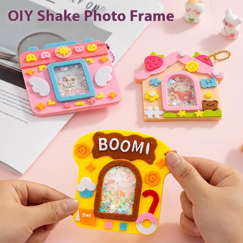1 Set Shaker Puzzle Toys Non Woven Shake Pendant Diy Material Kits For Children Kids Easy To Paste Accessories Handmade Crafts