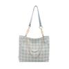 Pu Fashion Checkered Tote Bag With Zipper Closure For Daily Use