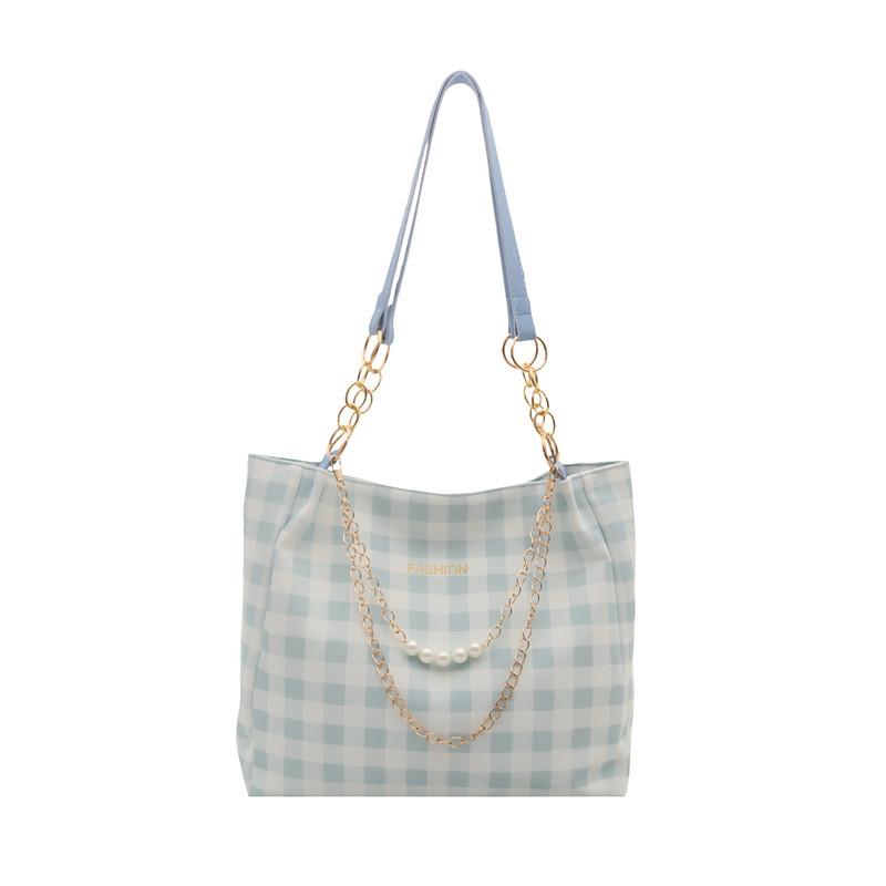 Pu Fashion Checkered Tote Bag With Zipper Closure For Daily Use