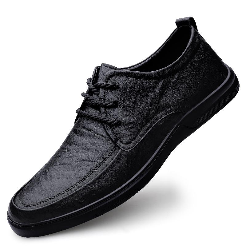 Luxury Brand Lace-up Leather Loafers Business Formal Men's Shoes Thick-soled Comfortable Soft-soled Casual Shoes High-quality