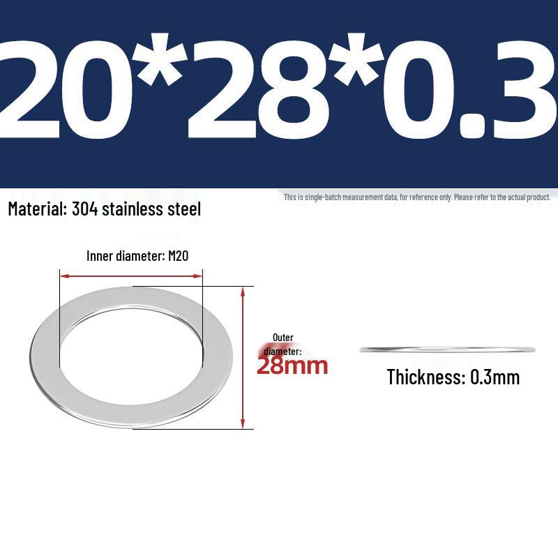 304 Stainless Steel Ultra-Thin Flat Washers - Available in Thickness: 0.1mm, 0.2mm, 0.3mm, 0.5mm