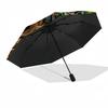 1pc Floral Wreath Combination pattern Sturdy 8-Bone Auto Umbrella, Bright Umbrella, Digital Printed, Foldable Umbrella for On-the-Go Outdoor Use
