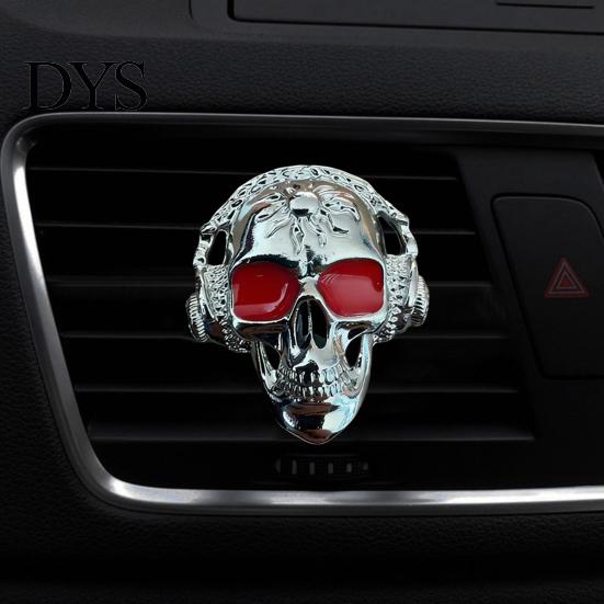 Personalized Car Accessories for Enthusiasts Skull Vent Clips, Metal Head Air Shaped Perfume Clip Freshener Charm, Halloween Auto Interior Accessory