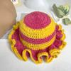 Handmade Crochet Conical Bucket Hat - Ruffled Brim Fisherman Hat for Women, Stylish Sun Protection Cap