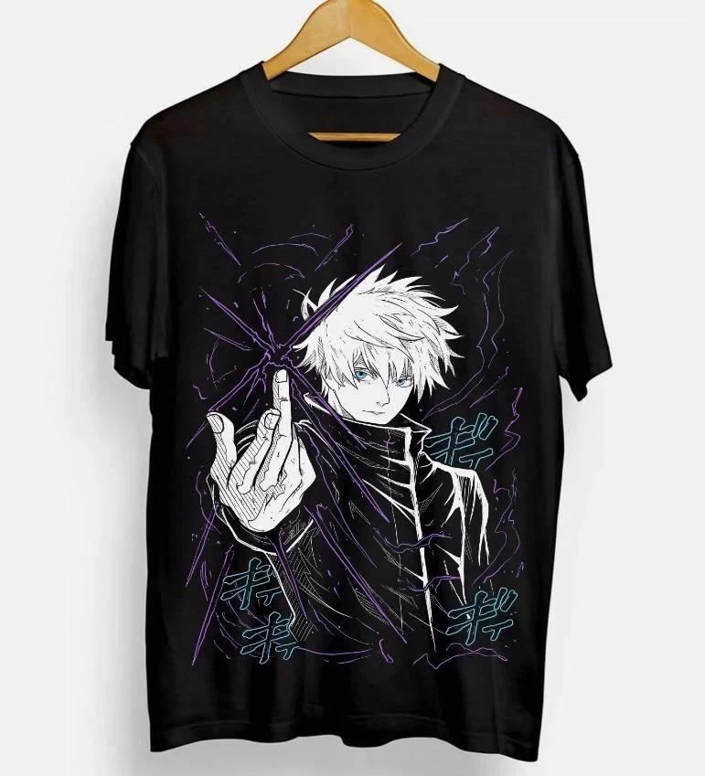 Anime Gojo Satoru TShirt Megumi Itadori Yuji Jujutsu Kaisen Sukuna Black Tee S