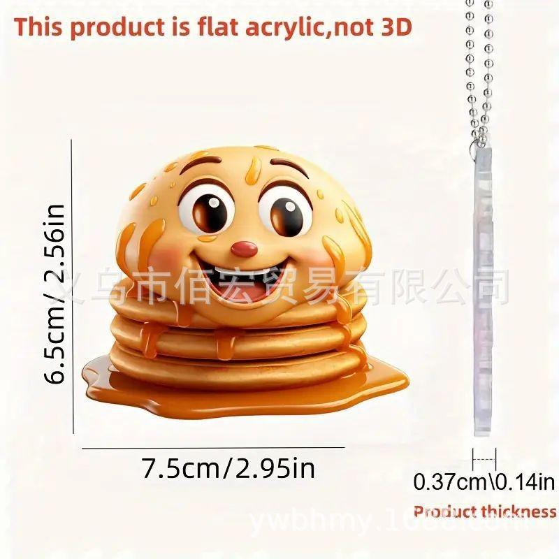 

Vibrant Acrylic Cartoon Pancake Car Keychain For Fun And Quirky Auto Decor 1