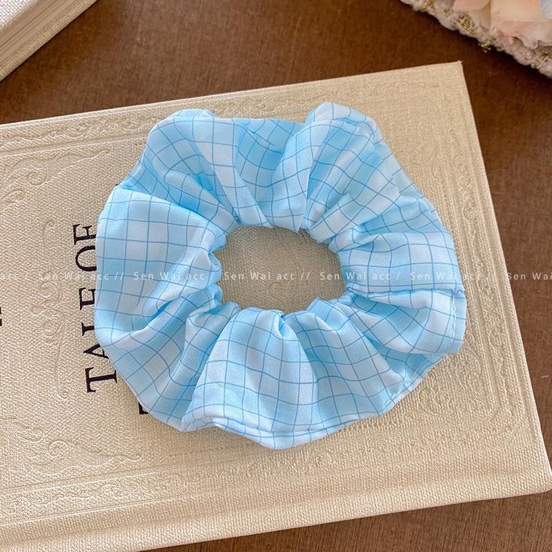 Fabric plaid large intestine hair band female sweet small fresh tied hair rubber band girl heart personalized headdress