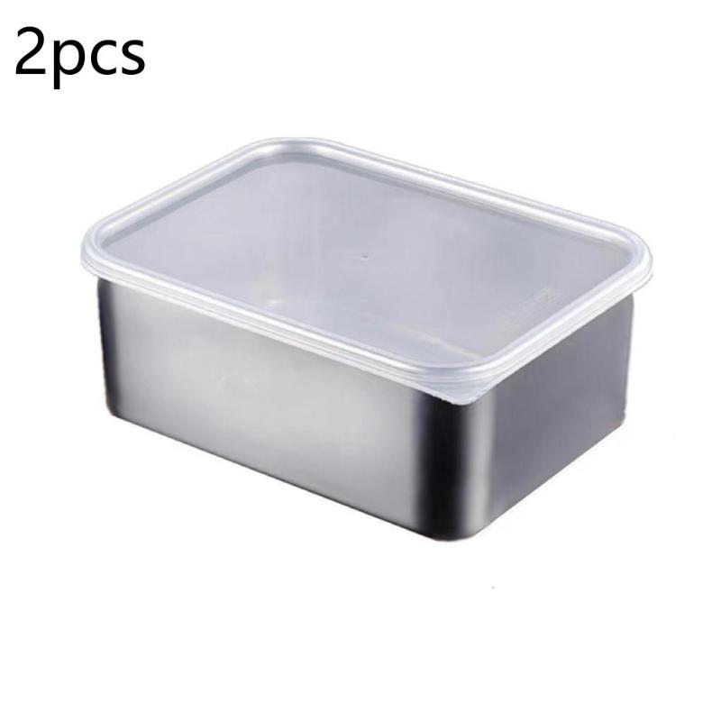 1Pcs/2Pcs Stainless Steel Food Storage Containers With Lids Leakproof Stackable Reusable For Camping Picnics School