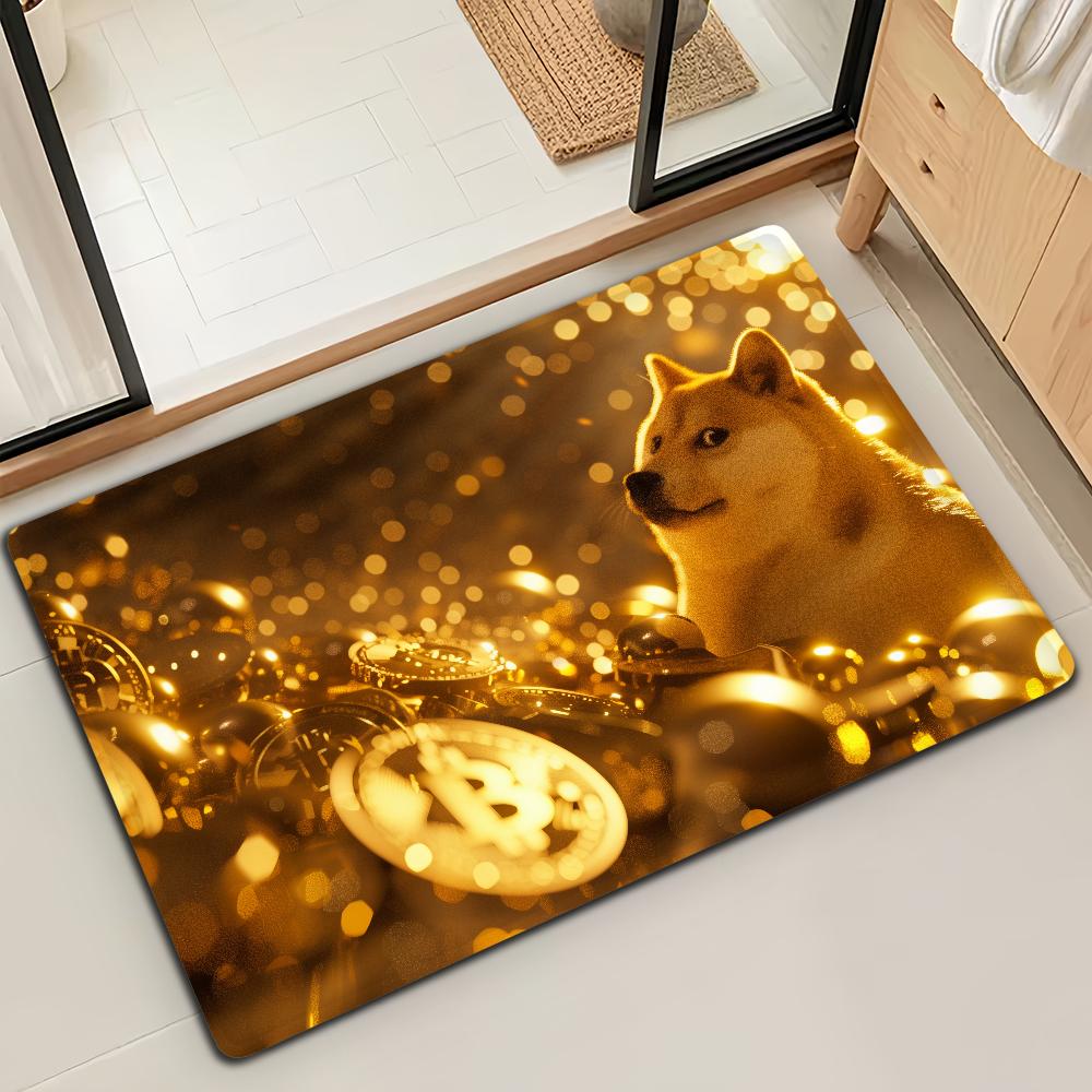 Doge funny Emoticon S-Shiba M-Meme Microfiber Decorative Versatile Flannel Floor Bath Door Mat Quick Dry Absorbent Non-slip Sole
