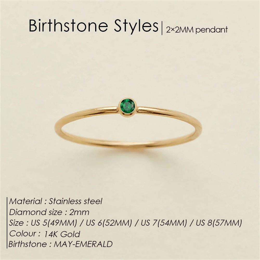 

eManco 12 Color Birthstone Ring Stainless Steel gold plating Simple Fashion Style For Women Festival Party Gift 8&Rose Gold Color