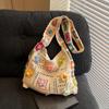 Large Capacity Boho Tote Bag Trendy Floral Crochet Handbag Vintage Multicolor Cut-out Knitted Handbag able Hollow out