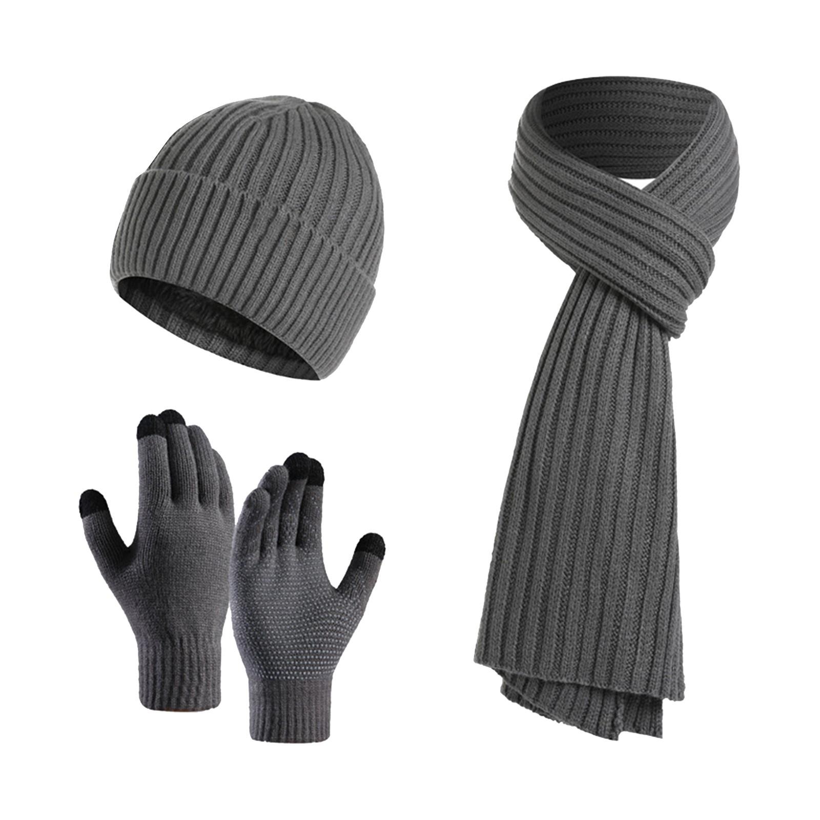 

Унисекс, осенне-зимние уличные теплые морозостойкие перчатки, длинный шарф, бархатная толстая шерстяная шапка, комплект из трех предметов One Size