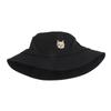 Unisex Cotton Blend Fisherman Hat With Cat Embroidery Wide Brim Outdoor Cap Winter