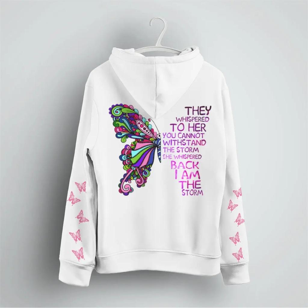 Color Butterfly Women's Men's New Spring Autumn Fashion Hoodies Vintage Butterfly Long Sleeve Outdoor Street Tops Hoody