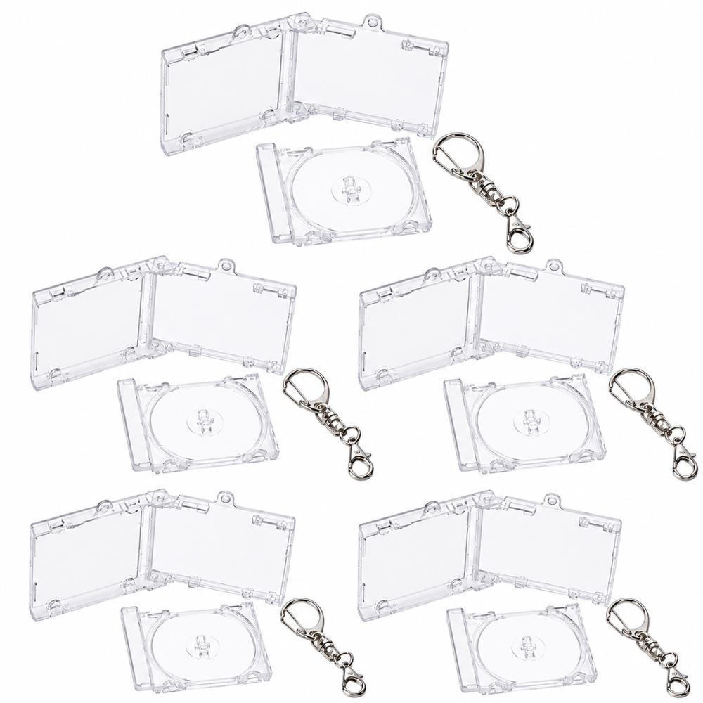 5pcs Acrylic Mini CD Holder NFC Personalized Keychain Album Case Multi-Functional Universal Key Pendant Backpack Hanging Decor
