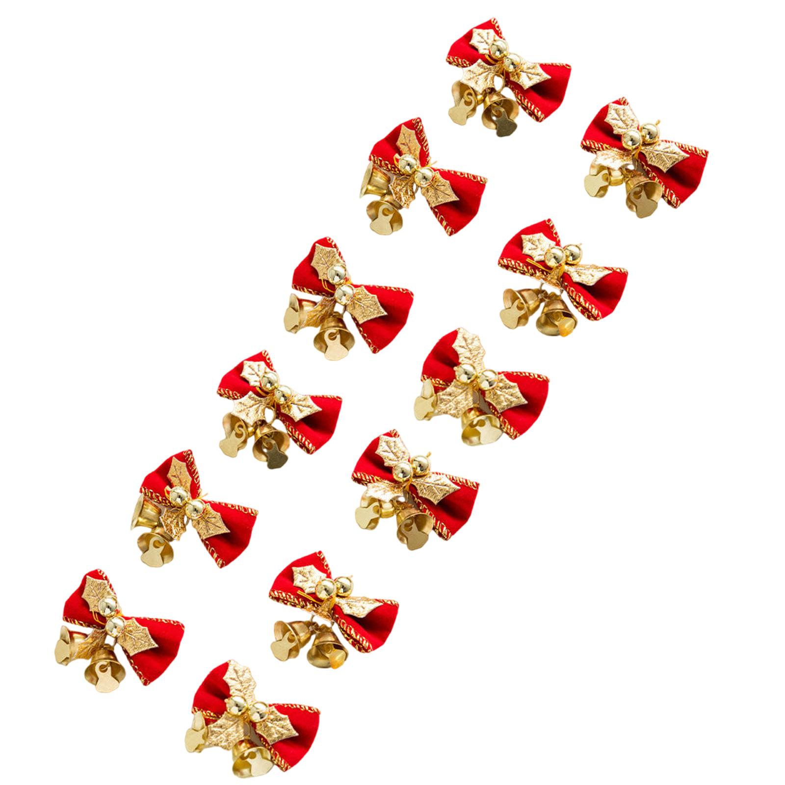 

12 шт. Рождественские банты с колокольчиками, винтажные банты из мешковины, набор бантов для упаковки подарков на рождественскую елку, украшения C