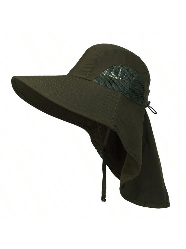 Wide Brim Sun Hat With Neck Flap UV Protection Unisex Bucket Hat For Outdoor Hiking Fishing