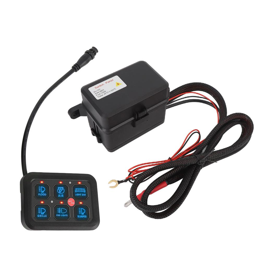 6 Gang 12V Switch Panel Dimmable Aluminum Shell 720W 60A LED Light Bar Circuit Control Box for Car Truck Boat UTV ATV