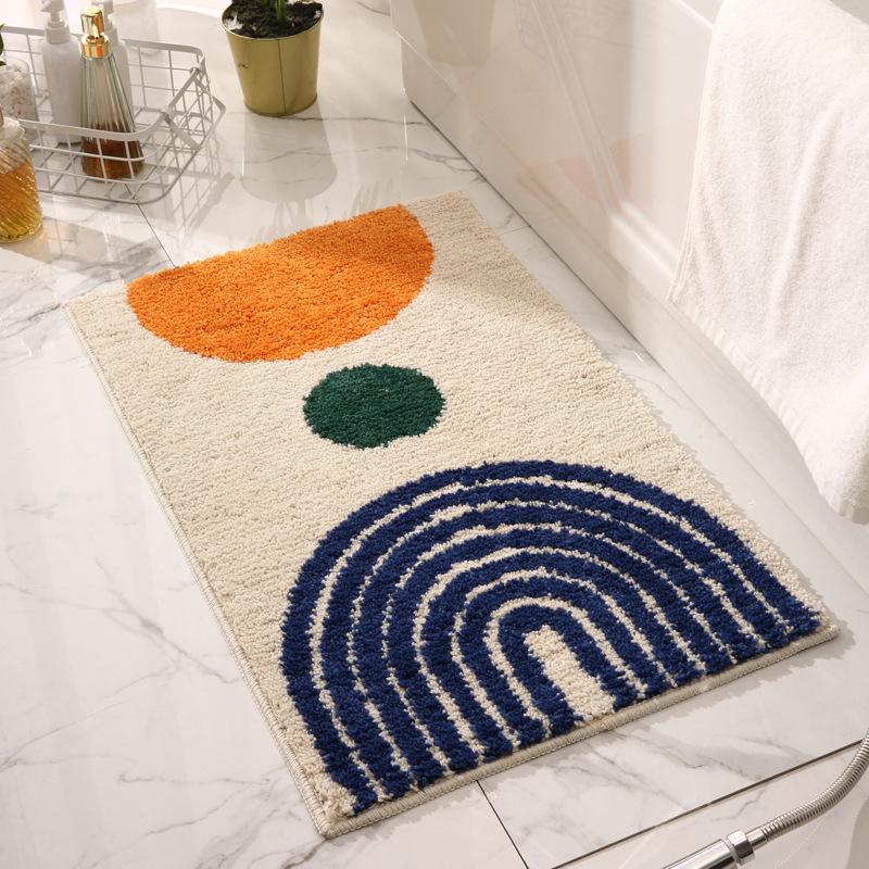 Modern Abstract Art Microfiber Bath Mat Flocking Bathroom Rug Decorative Carpet Non-slip Absorbent Shower Door Mat Foot Pad