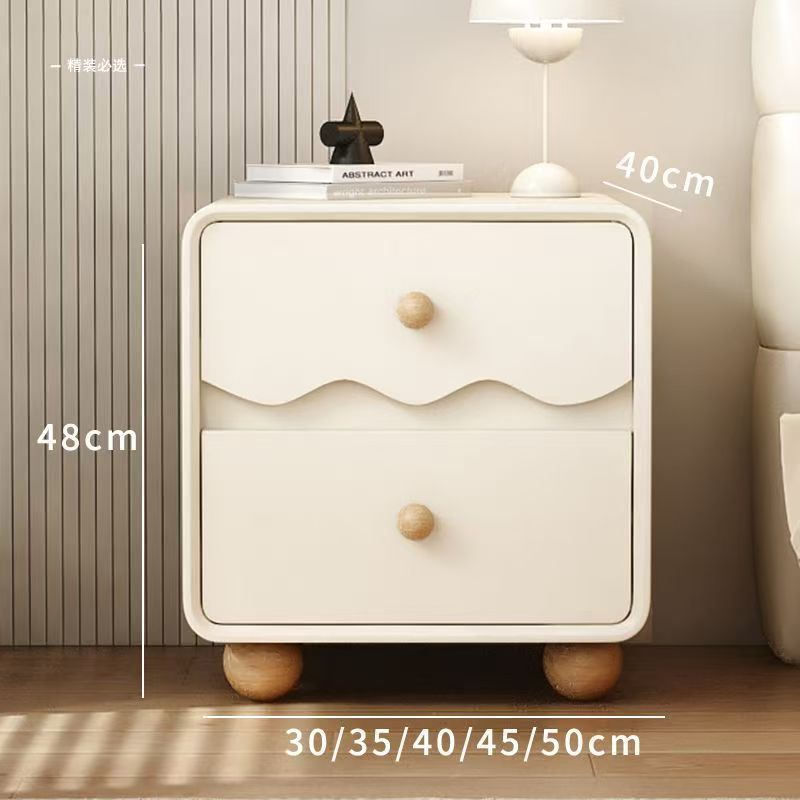 Luxury Solid Wood Nightstand with Wave Pattern Modern Bedside Storage Cabinet for Bedroom Spacious Drawer&Durable Home Furniture