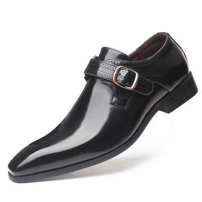 Herren spitze britische Herrenlederschuhe Schnalle niedriger Absatz Einzelschuhe große Größe Gentlemanfüße