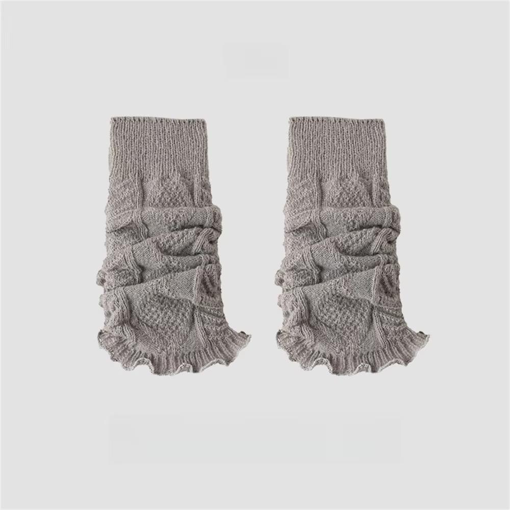 Dual Purpose Knitted Calf Sleeves Pleated Medium Tube Socking New Leg Warmers  Women