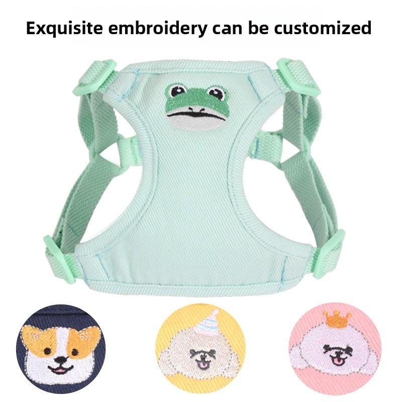Pet leash Small and medium-sized dogs Anti-running cat leash Anti-breaking free Embroidered cat vest chest strap
