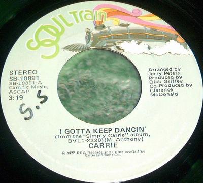 7inch Record CARRIE - I Gotta Keep Dancin' / What's The Q SB10891 SOUL TRAIN 1977 US Soul/Funk Used