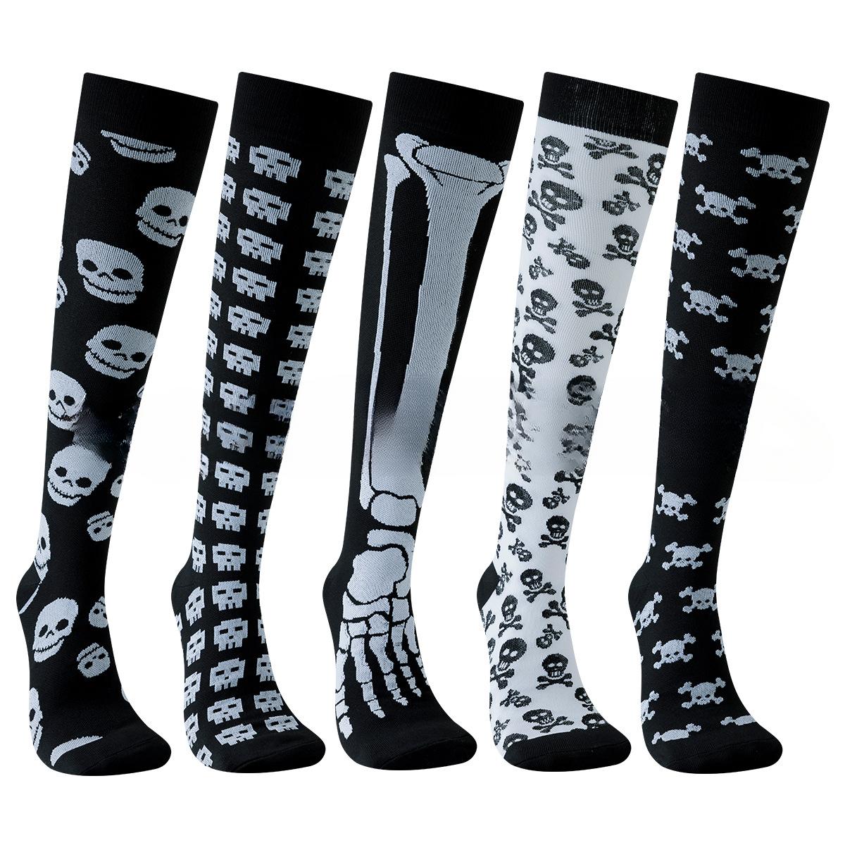 

5 Pairs Of Halloween Pattern Compression Socks Halloween Compression Socks Manufacturing L XL