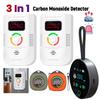 3 In 1 Carbon Monoxide Detector 1000mAh Portable Gas Detector CO Detector Alarm Temp Humidity Sensor for Outdoor Camping RV Car